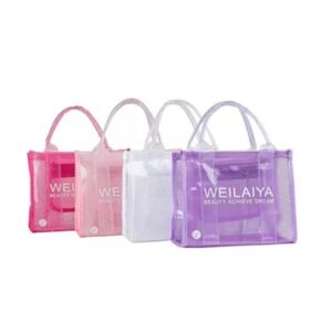 Brand New WEILAIYA Clear Beach Shopping Gift Tote bag With Pocket & Zipper